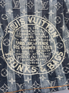 Louis Vuitton cabas denim striped tote with strap