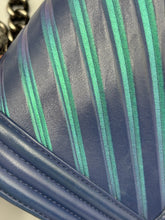 Load image into Gallery viewer, Chanel Old Medium Iridescent chevron blue boy bag