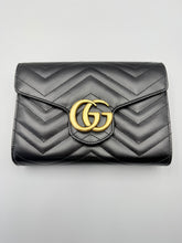 Load image into Gallery viewer, Gucci Black Marmont wallet on chain crossbody