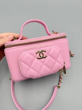 Load image into Gallery viewer, Chanel Small Pink Caviar Business Affinity Top Handle Vanity Case with Chain