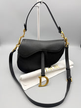 Load image into Gallery viewer, Christian Dior Black Medium Saddle bag with strap