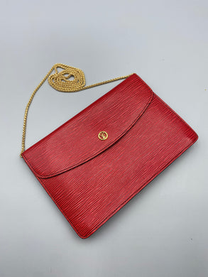 Louis Vuitton red Epi Montaigne pouch (added strap)