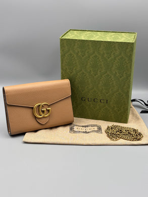 Gucci GG Marmont beige wallet on chain