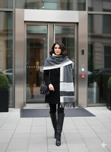 Load image into Gallery viewer, Chanel Cashmere Grey and Striped Scarf
