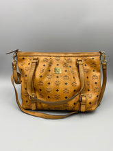Load image into Gallery viewer, MCM Visetos Cognac logo tote with strap