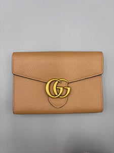 Gucci GG Marmont beige wallet on chain