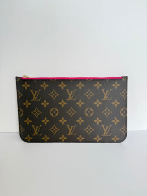 Louis Vuitton Neverfull monogram pouch with pink interior