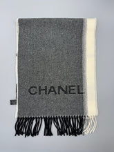 Load image into Gallery viewer, Chanel Cashmere Grey and Striped Scarf