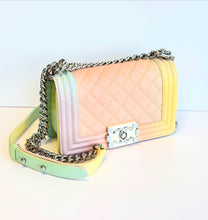 Load image into Gallery viewer, Chanel Small Boy Rainbow Quilted Cuba caviar on chain