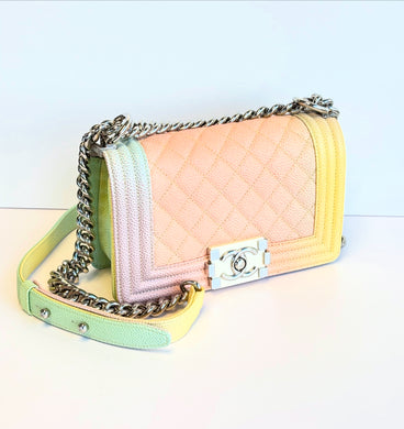 Chanel Small Boy Rainbow Quilted Cuba caviar on chain