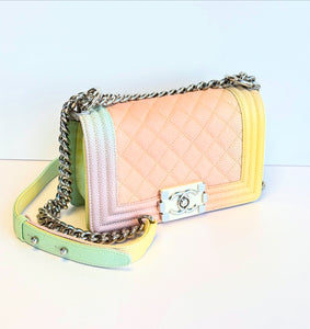 Chanel Small Boy Rainbow Quilted Cuba caviar on chain