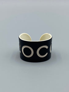 Chanel Black/White Resin Coco Cuff Bracelet