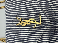 Load image into Gallery viewer, Saint Laurent Small LouLou Matelasse on chain marine canvas striped