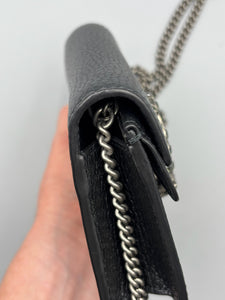 Gucci Black leather Super mini Dionysus crossbody on chain