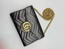 Load image into Gallery viewer, Gucci Black Marmont wallet on chain crossbody