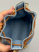 Load image into Gallery viewer, Fendi Tresor FF logo denim bucket bag with strap