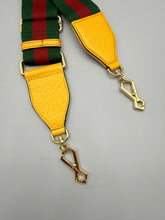Load image into Gallery viewer, Gucci Striped Guitar strap with yellow- adjustable
