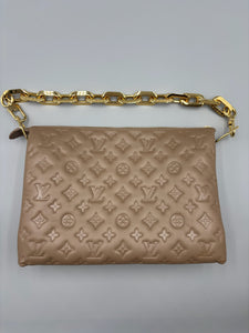 Louis Vuitton Coussin MM taupe monogram with straps