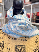Load image into Gallery viewer, Louis Vuitton blue silk striped scarf with box