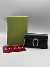 Load image into Gallery viewer, Gucci Black leather Super mini Dionysus crossbody on chain