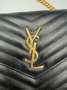 Saint Laurent Cassondre Classic Monogram Medium Chain Wallet
