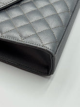 Load image into Gallery viewer, YSL Medium Grey/Blue Triquilt flap on chain