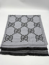 Load image into Gallery viewer, Gucci Black and Grey Jumbo GG scarf