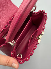 Load image into Gallery viewer, Louis Vuitton Taurillon Lace Croquets Capucines BB Groseille with strap