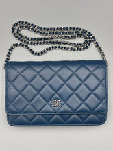 Load image into Gallery viewer, Chanel CC Navy Blue Lambskin Wallet on Chain crossbody