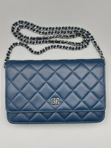 Chanel CC Navy Blue Lambskin Wallet on Chain crossbody