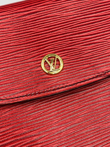 Louis Vuitton red Epi Montaigne pouch (added strap)