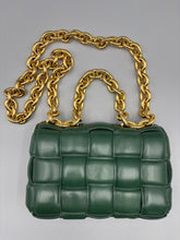 Load image into Gallery viewer, Bottega Veneta Lambskin Maxi Intreccio Padded Chain Cassette Crossbody Bag Racing Green