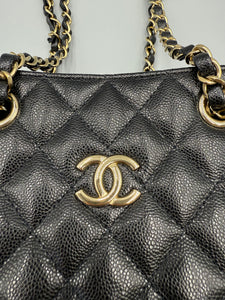 Chanel 22S Caviar Quilted Black Mini Bucket Crossbody Bag