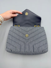 Load image into Gallery viewer, Saint Laurent Small LouLou Matelasse on chain marine canvas striped