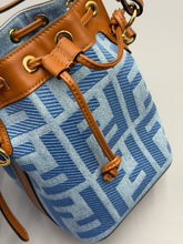Load image into Gallery viewer, Fendi Tresor FF logo denim bucket bag with strap