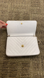 Chanel White Matelasse flap shoulder bag