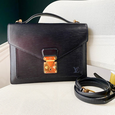 Louis Vuitton Black epi Monceau bag with strap