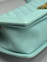 Load image into Gallery viewer, Chanel Tiffany Blue Caviar Medium Boy on chain