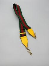 Load image into Gallery viewer, Gucci Striped Guitar strap with yellow- adjustable