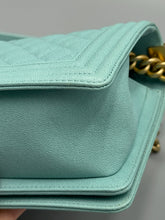 Load image into Gallery viewer, Chanel Tiffany Blue Caviar Medium Boy on chain