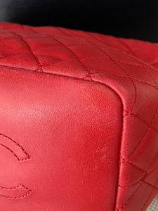 Chanel Red Lambskin CC Top Handle with chain crossbody