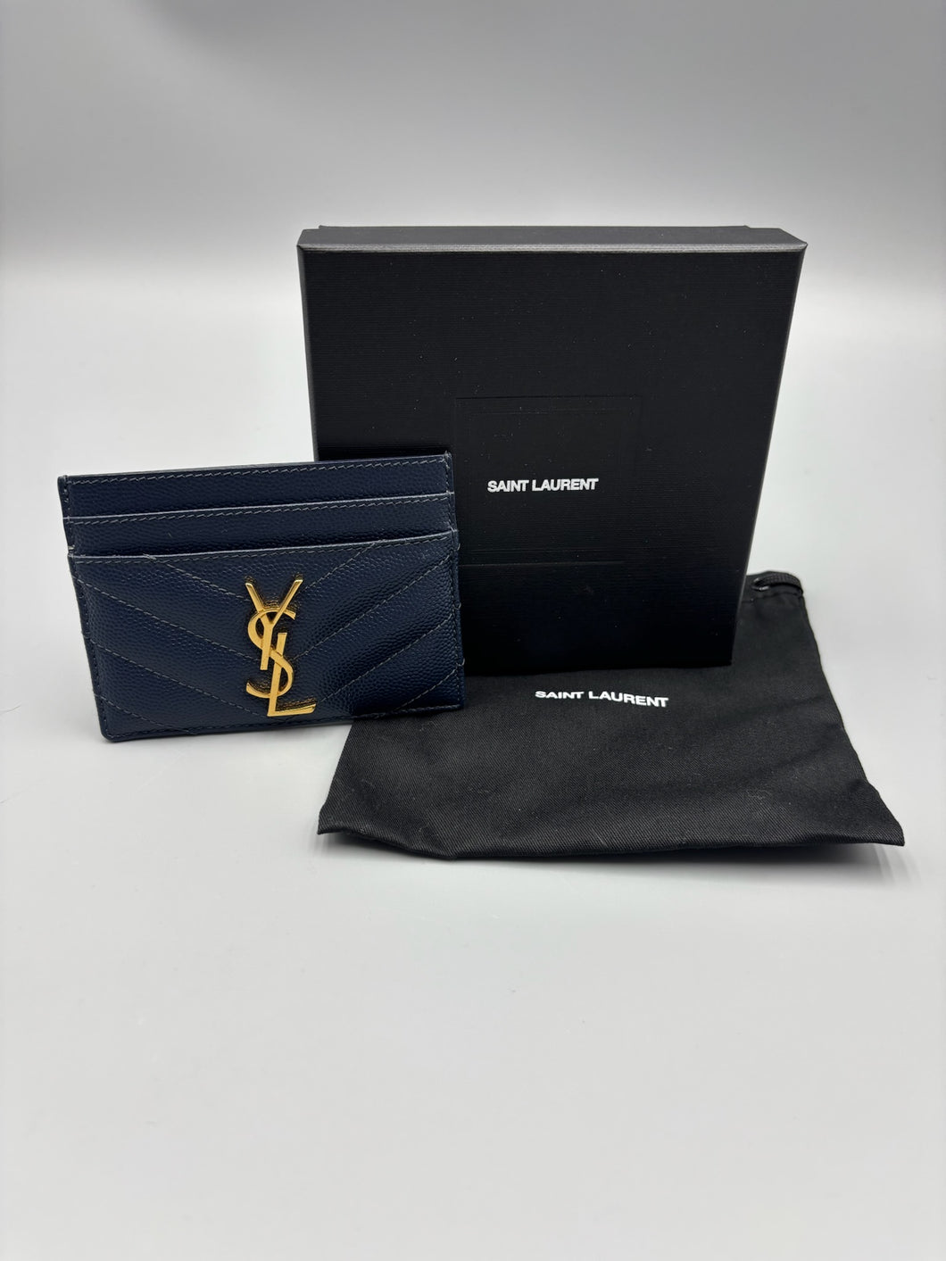 YSL Chevron card wallet / card case blue (marine navy)