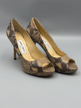 Load image into Gallery viewer, Jimmy Choo snakeskin open toe pumps - 37.5
