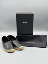 Load image into Gallery viewer, YSL black leather espadrilles - size 38 -  fit like a US 7
