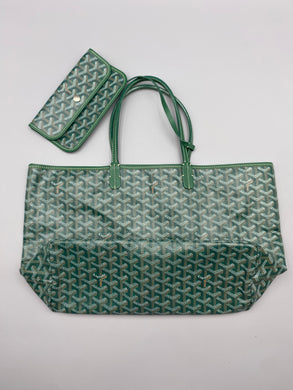 Goyard St. Louis PM green tote with pouch