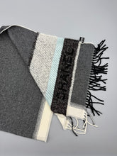 Load image into Gallery viewer, Chanel Cashmere Grey and Striped Scarf
