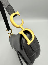 Load image into Gallery viewer, Christian Dior Black Medium Saddle bag with strap