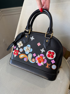 Louis Vuitton Blooming Alma BB limited edition black epi with strap