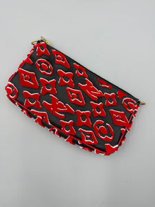Louis Vuitton x URS Fisher Pochette tufted monogram black and red with strap
