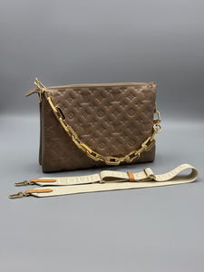 Louis Vuitton Coussin MM taupe monogram with straps